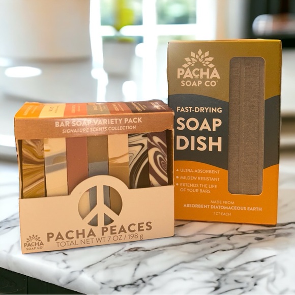 Pacha Soap Co Pacha Peaces Bar Soap Variety Pack Soap Dish Set NWT - Picture 6 of 16